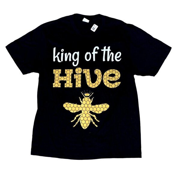 King of the Hive Bees Black T-Shirt Size Large - Picture 1 of 4